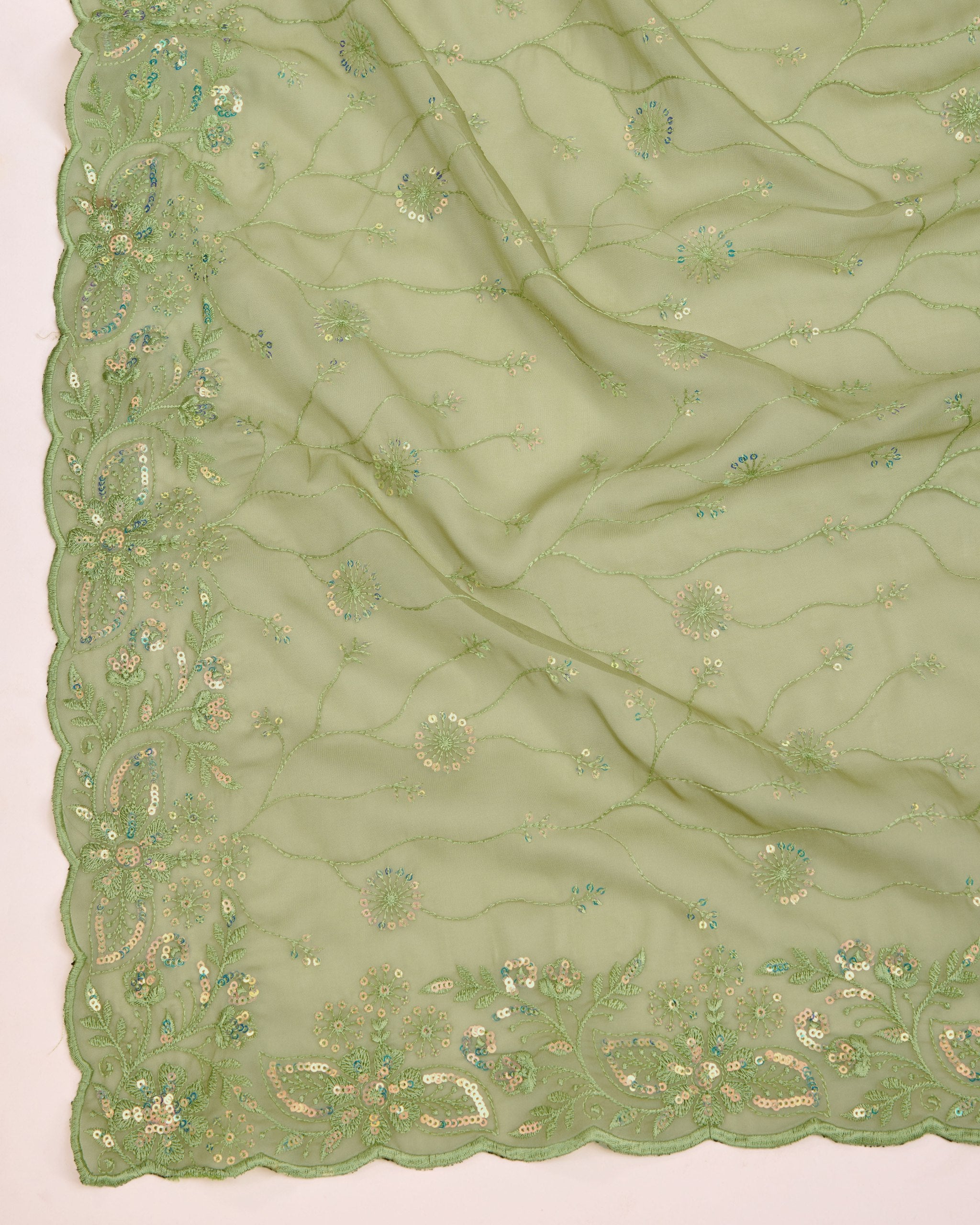 Enchanted Organza: Embroidered Wedding Pista Green Saree in Soft Organza Silk Colorful Saree