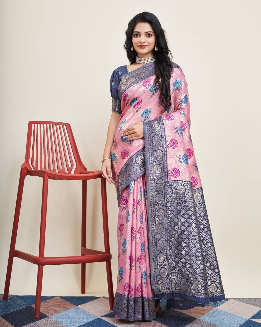 Enchanting Designer Pink Saree: Soft Kanjivaram Silk with Rich Jacquard Colorful Saree