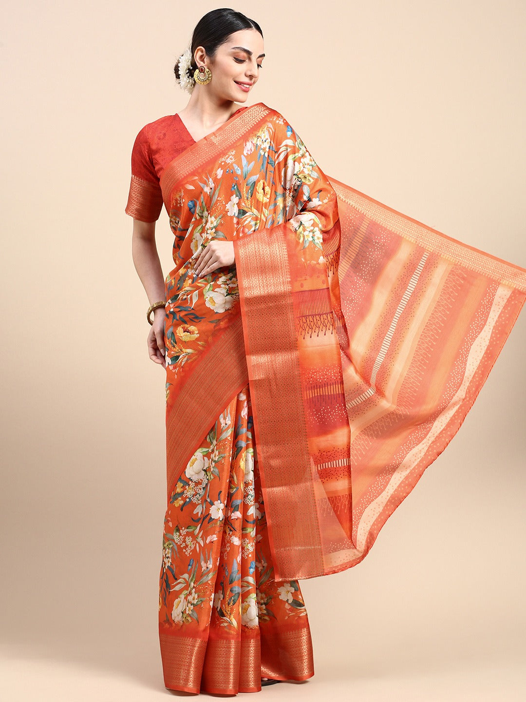 Enchanting Orange Dola Silk Saree - Perfect for the Wedding Season Colorful Saree