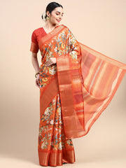 Enchanting Orange Dola Silk Saree - Perfect for the Wedding Season Colorful Saree