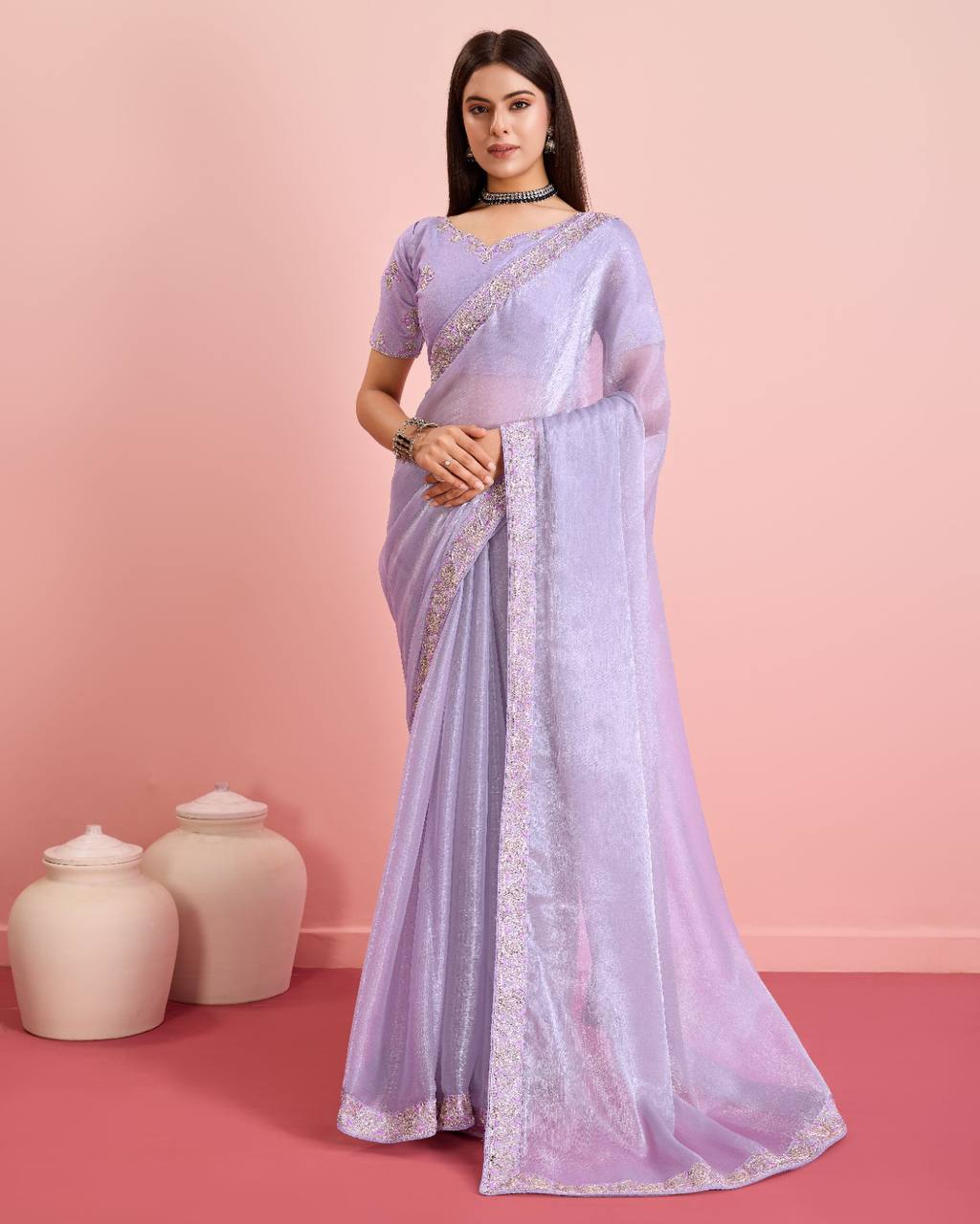 Enchanting Party Wear Purple Saree: Exquisite Burberry Silk with Embroidery & Cutwork Colorful Saree