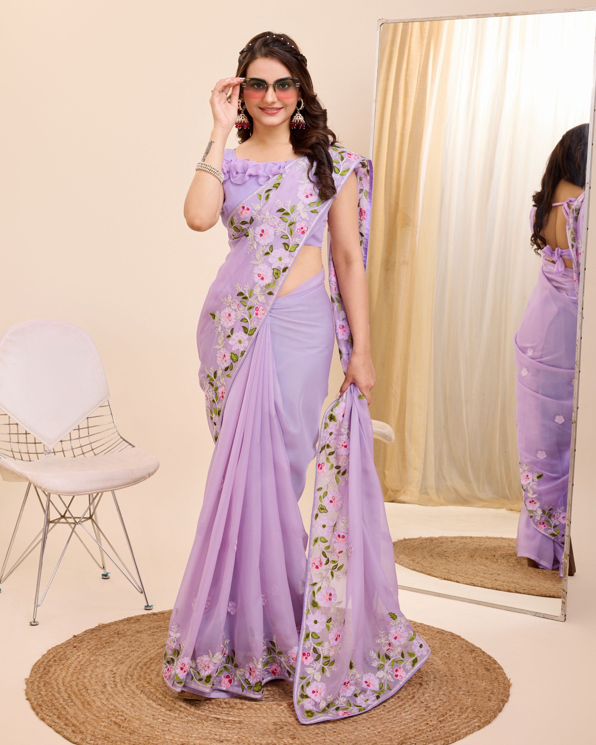 Enthralling Taby Silk Wedding Purple Saree with Zari & Piping Border Colorful Saree