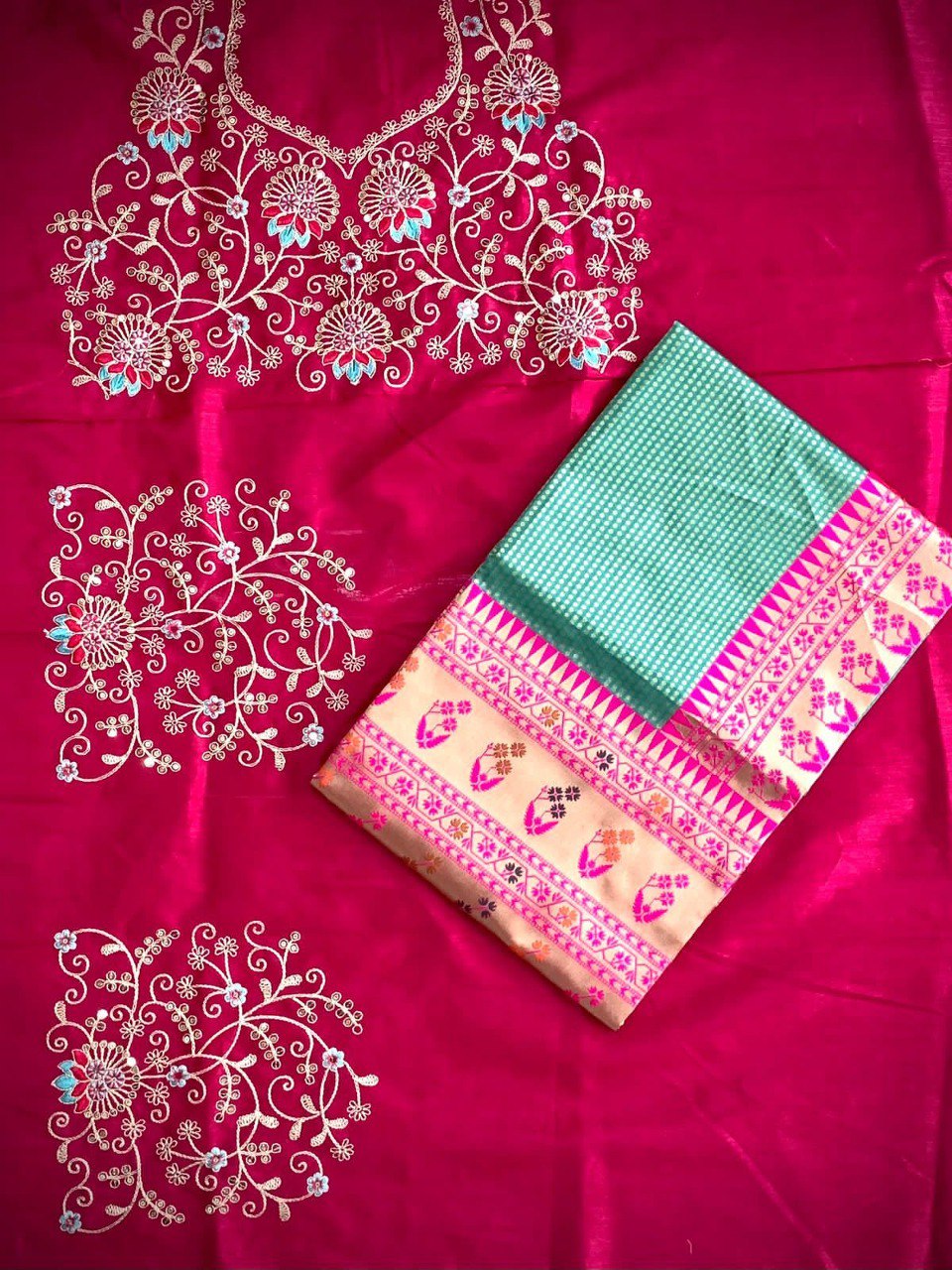 Exquisite Banarasi Silk Saree with Heavily Embroidered Mono Banglory Blouse Colorful Saree