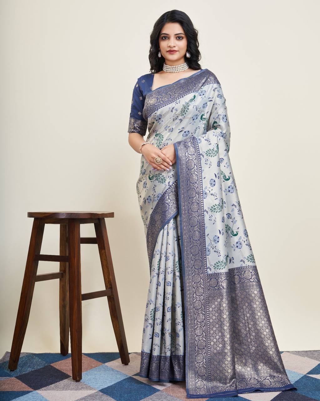 Exquisite Designer Blue Saree in Soft Banarasi Silk with Jacquard & Rich Pallu Colorful Saree