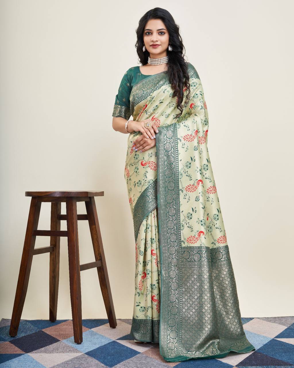 Exquisite Designer Green Saree in Soft Banarasi Silk with Jacquard & Rich Pallu Colorful Saree