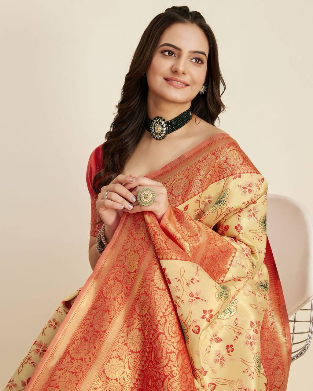 Exquisite Designer Lemon Yellow Saree in Soft Banarasi Silk with Jacquard & Rich Zari Work Colorful Saree