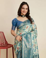 Exquisite Designer Sky Blue Saree in Soft Banarasi Silk with Jacquard & Rich Zari Work Colorful Saree