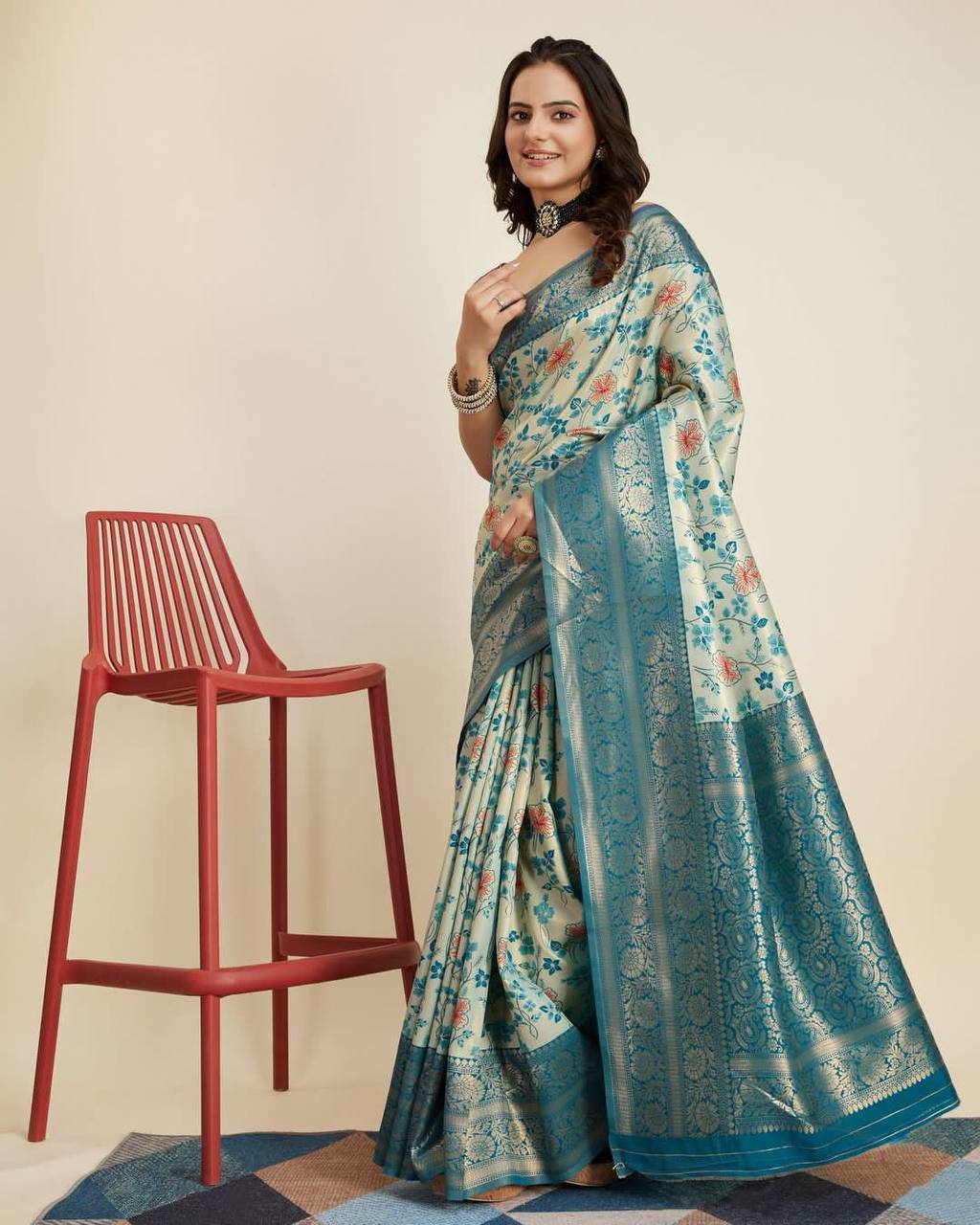 Exquisite Designer Sky Blue Saree in Soft Banarasi Silk with Jacquard & Rich Zari Work Colorful Saree