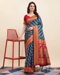 Exquisite Designer Soft Banarasi Silk Blue Saree with Jacquard Work & Rich Pallu Colorful Saree