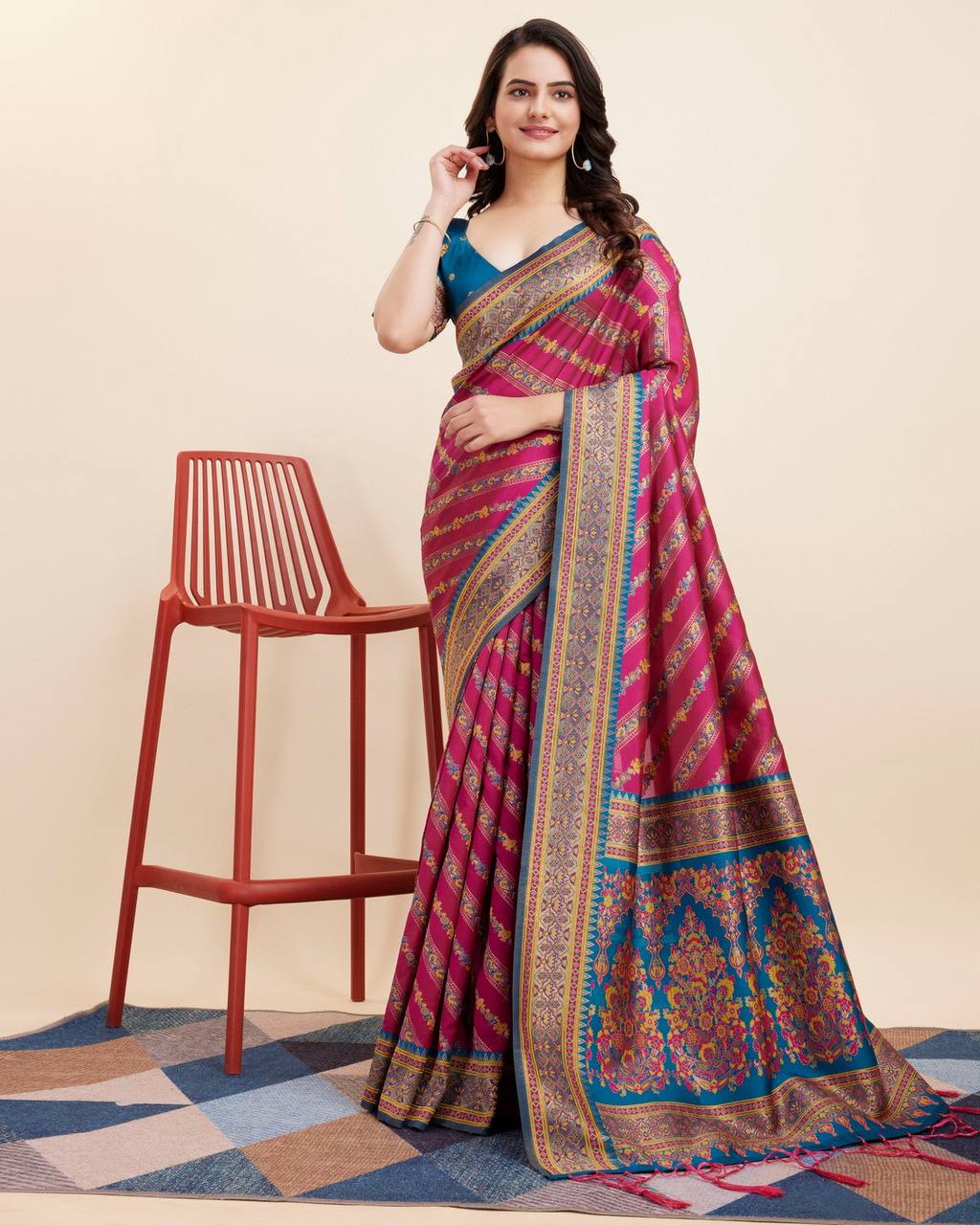 Exquisite Designer Soft Banarasi Silk Pink Saree with Jacquard Work & Rich Pallu Colorful Saree