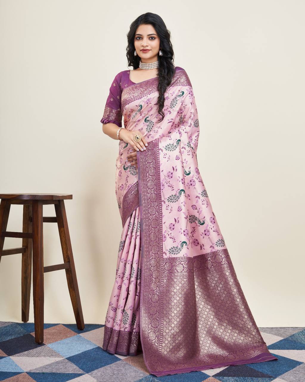 Exquisite Designer Wine Saree in Soft Banarasi Silk with Jacquard & Rich Pallu Colorful Saree