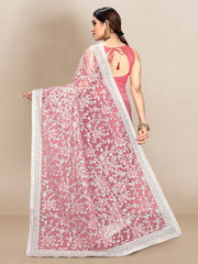 Exquisite Embroidered Designer Saree in Soft Butterfly Net Colorful Saree