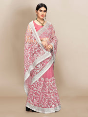 Exquisite Embroidered Designer Saree in Soft Butterfly Net Colorful Saree