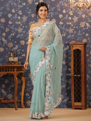 Exquisite Embroidered Soft Georgette Saree - Perfect for Weddings Colorful Saree