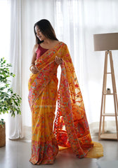 Exquisite Kashmiri Weaving Banarasi Soft Silk Colorful Saree Colorful Saree