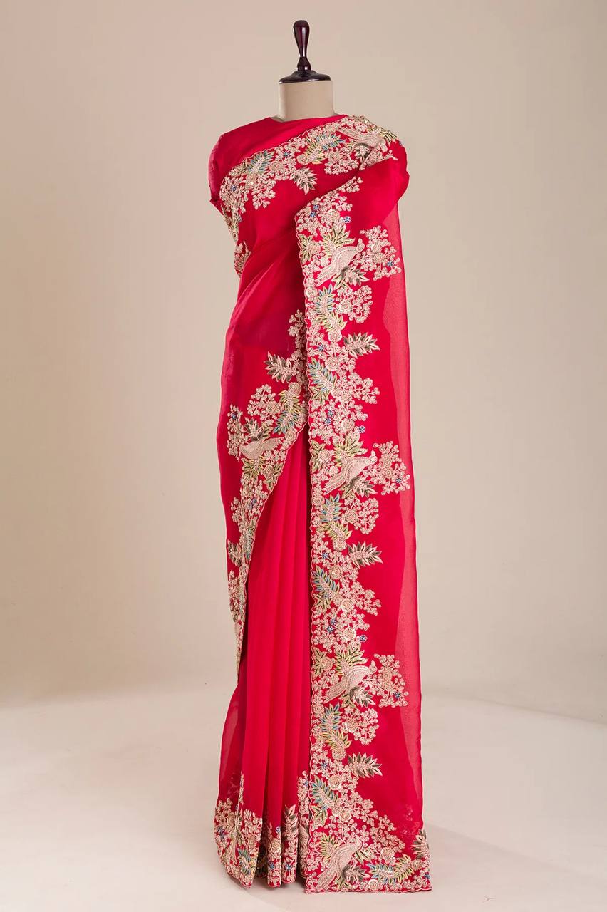 Exquisite Rangoli Silk Saree with Heavy Embroidery Cutwork Border & Mono Banglory Silk Blouse Colorful Saree