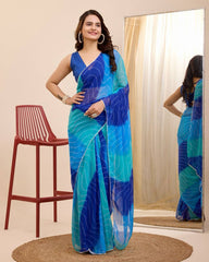 Georgette Blue Saree with Un-stitched Mono Banglory Blouse Colorful Saree