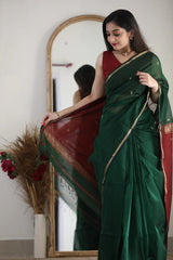 Banarasi Soft Silk Green Saree with Blouse Piece Colorful Saree