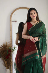 Banarasi Soft Silk Green Saree with Blouse Piece Colorful Saree