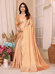 Exquisite Kanjiwaram mustured yellow Silk Saree with Rich Copper Zari Work Colorful Saree