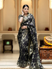 Luxurious 5.5 Meter Banarasi Soft Silk Saree with Gold Zari Weaving Colorful Saree