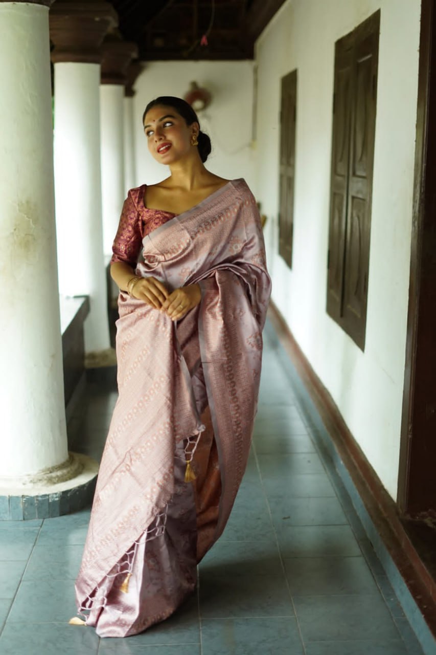 Luxurious 5.5 Meter Banarasi Soft White Silk Saree with Gold & Copper Zari Weaving Colorful Saree