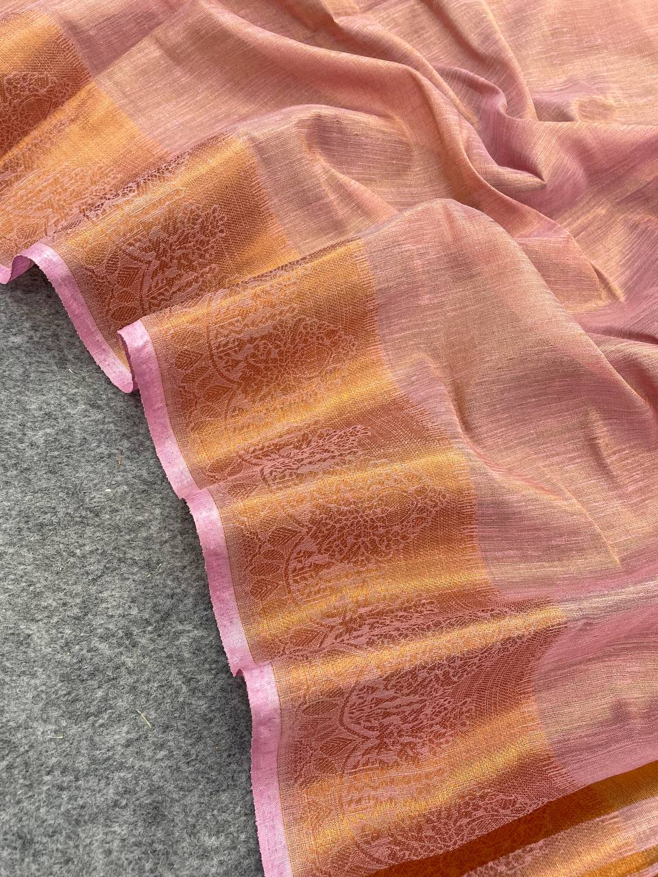 Luxurious Baby Pink Saree with Matching Blouse Colorful Saree