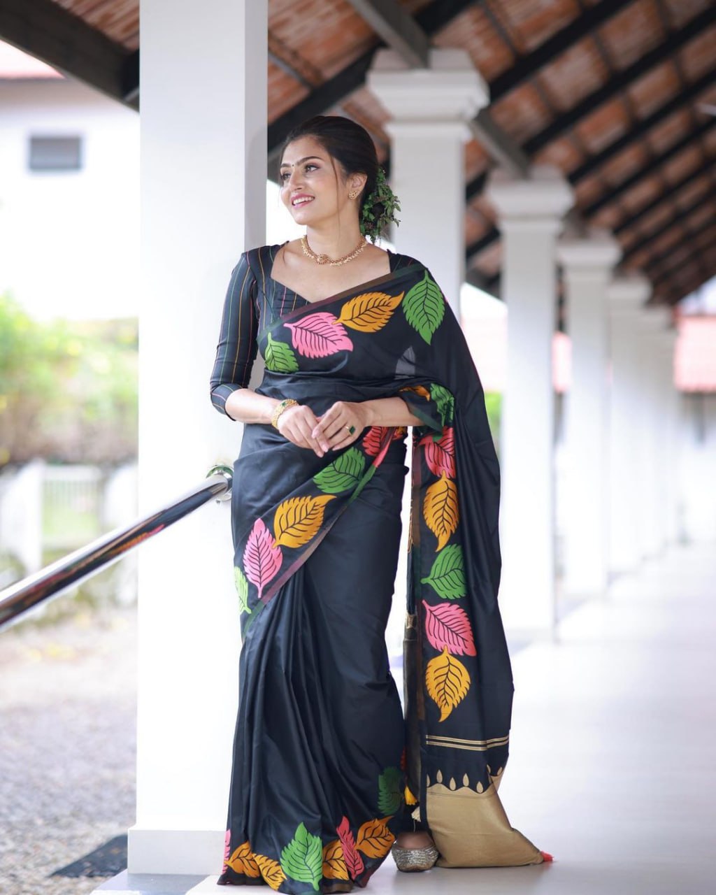 Luxurious Banarasi Soft Silk Black Saree with Zari Weaving Colorful Saree