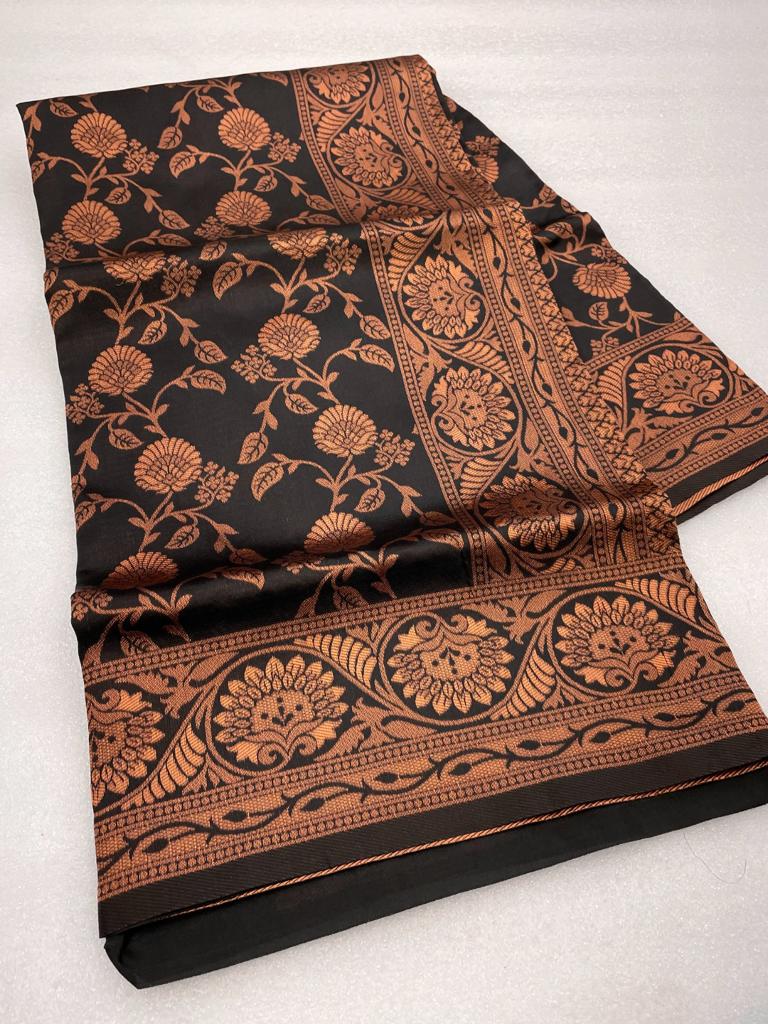 Luxurious Banarasi Soft Silk Saree with Intricate Copper Zari Weaving Colorful Saree