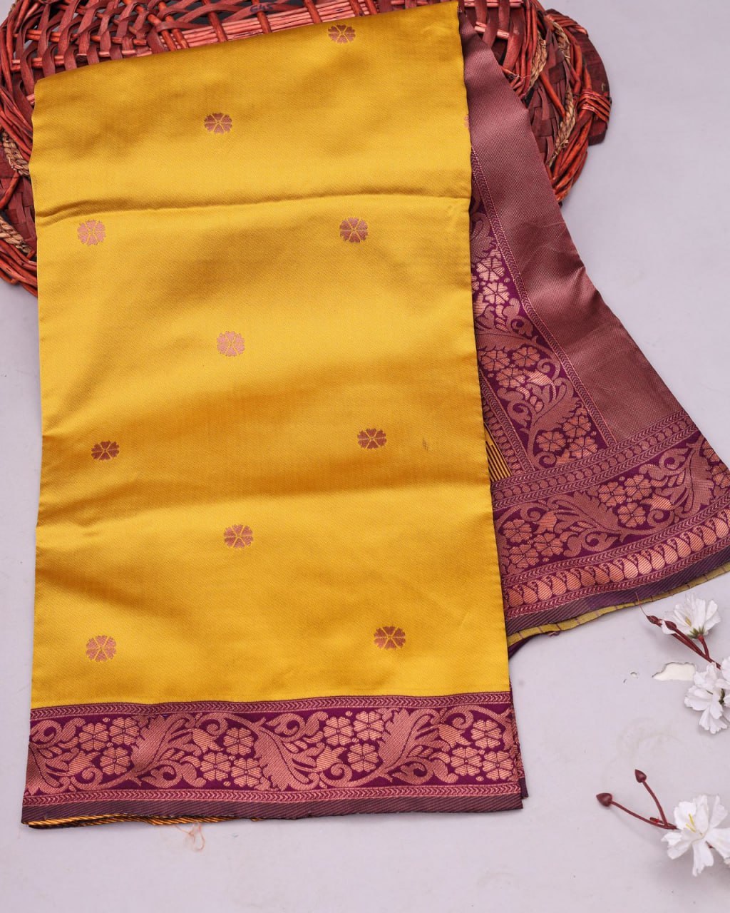 Luxurious Banarasi Soft Silk Saree with Copper Zari Weaving Colorful Saree