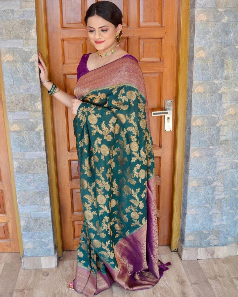 Luxurious Banarasi Soft Silk Saree Colorful Saree