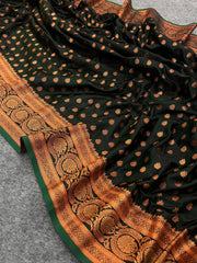 Luxurious Green Saree with Matching Blouse Colorful Saree