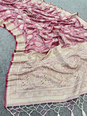 Luxurious Rani Pink Saree with Matching Blouse Colorful Saree