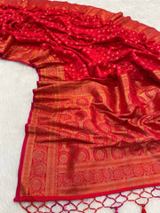 Luxurious Red Saree with Matching Blouse Colorful Saree