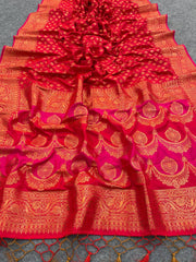 Luxurious Red Saree with Matching Blouse Colorful Saree