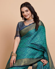 Luxurious Soft Banarasi Silk Blue Saree with Rapier Jacquard Work Colorful Saree