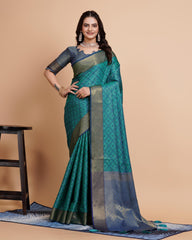 Luxurious Soft Banarasi Silk Blue Saree with Rapier Jacquard Work Colorful Saree