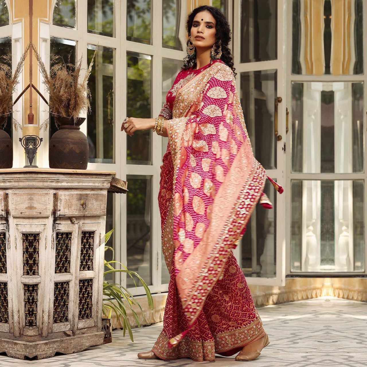 Luxurious Soft Banarasi Silk Saree with Heavily Embroidered Mono Banglory Blouse Colorful Saree