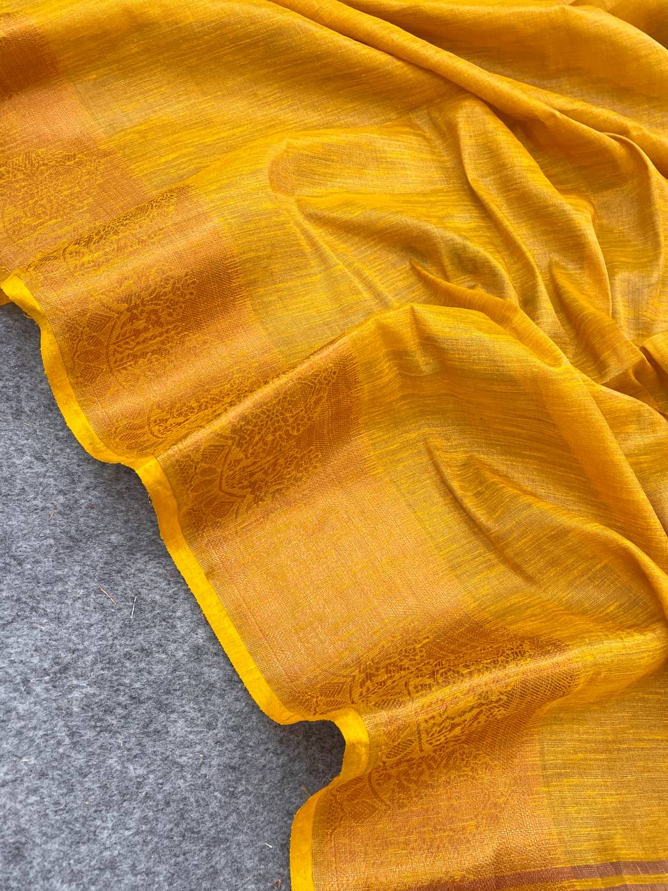 Luxurious Yellow Saree with Matching Blouse Colorful Saree