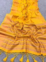 Luxurious Yellow Saree with Matching Blouse Colorful Saree