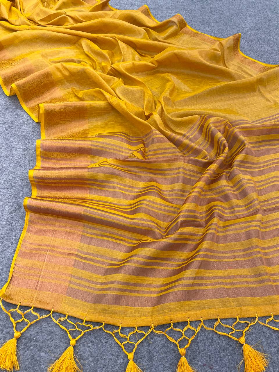 Luxurious Yellow Saree with Matching Blouse Colorful Saree