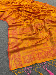 Luxurious Yellow Saree with Matching Blouse Colorful Saree