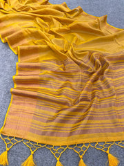 Luxurious Yellow Saree with Matching Blouse Colorful Saree