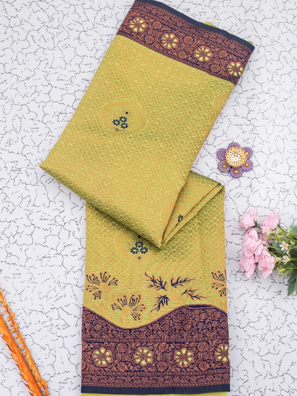 Mint Green Banarasi Soft Silk Saree with Exquisite Copper Zari Weaving Colorful Saree