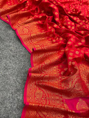 Luxurious Red Saree with Matching Blouse Colorful Saree