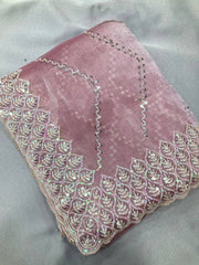 Luxuriously pink Soft Burberry Silk Saree with Embroidered Cutwork Border - Perfect for Weddings Colorful Saree