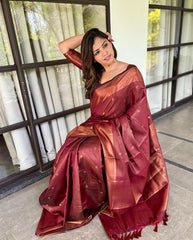 Pure Banarasi Silk Maroon Saree with Brocade Blouse Colorful Saree