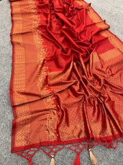 Pure Banarasi Soft Silk Maroon Saree With Matching Blouse Colorful Saree