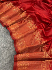 Pure Banarasi Soft Silk Maroon Saree With Matching Blouse Colorful Saree