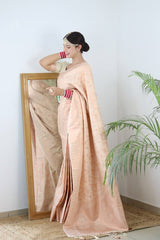 Pure Silk Digital Printed Cream Saree with Brocade Blouse Colorful Saree